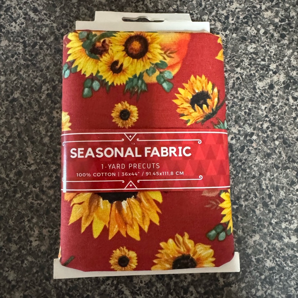 Cotton Fabric David Textiles 1 yard precut fall pumpkins Sunflowers 100% Cotton